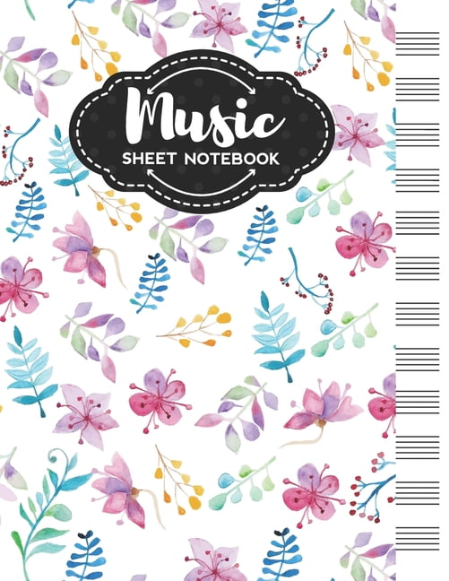 Music Sheet Notebook Blank Staff Manuscript Paper with Unique Floral
