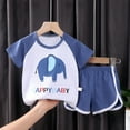 thumbnail image 2 of Toddler Boy Outfits Toddler Girls Boys Summer Short Sleeve Cartoon Prints Tops Shorts 2Pcs Outfits Set Girls Summer Outfits Navy 5 Years-6 Years, 2 of 3