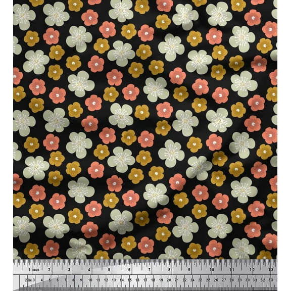Soimoi Cotton Duck Fabric Blossom Floral Print Fabric by The Yard 42 Inch Wide