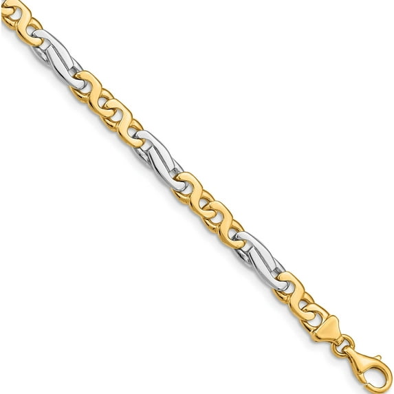 14K Two-Tone 6mm Hand-Polished Fancy Link Chain (18 X 6) Made In Peru lk224-18