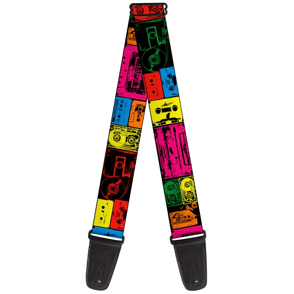 Buckle-Down Guitar Strap, Tapes Multi Neon, 2 Inches Wide