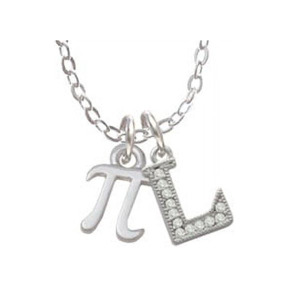 Small Pi - L - Crystal Initial Sophia Necklace, 18" 1"
