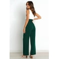 thumbnail image 6 of Womens Wide Leg Palazzo Pants Belted High Waisted Business Casual Flowy Long Trousers with Pockets Dark Green M, 6 of 7