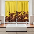 thumbnail image 2 of Ambesonne Natural Color Kitchen Curtains, Coffee Beans Sprinkle, 55"x45", Mustard and Redbrown, 2 of 3