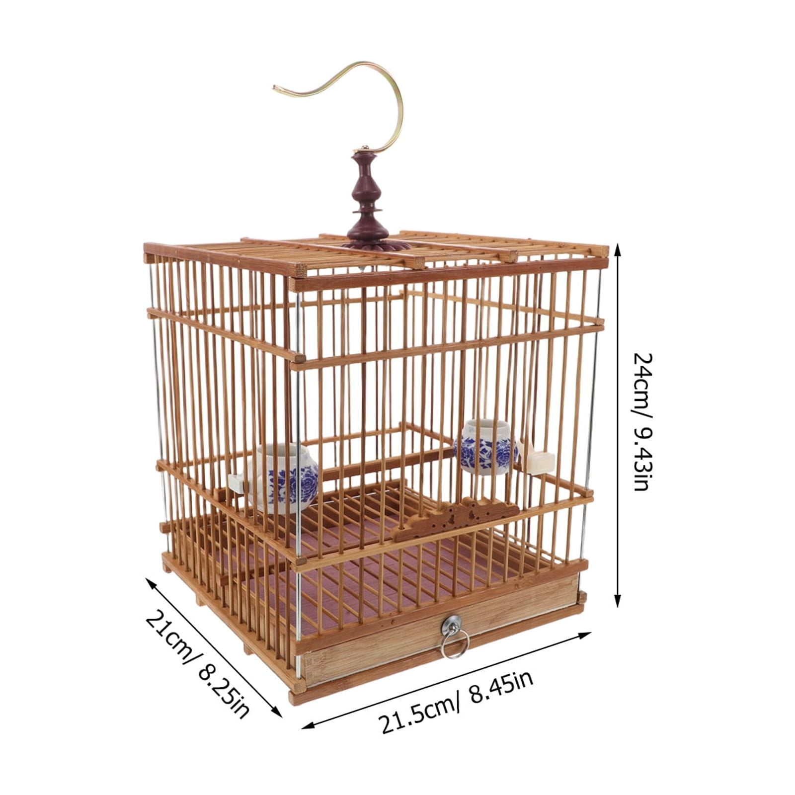 Tineasur Light Brown Carbonized Bird Cage with Removable Tray for Indoor and Balcony Use