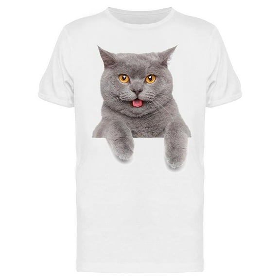 Tongue Out Funny Cat T-Shirt Men -Image by Shutterstock, Male Large