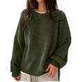 thumbnail image 2 of Women'S Oversized Sweaters Long Sleeve Crew Neck Fuzzy Knit Casual Chunky Pullover Sweater Fall Olive Green XL, 2 of 7