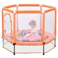 thumbnail image 3 of Yoneston 55" Toddlers Trampoline with Safety Enclosure Net and Balls, Indoor Outdoor Mini Trampoline for Kids, Birthday Gifts for Boy and Girl, Orange, 3 of 7