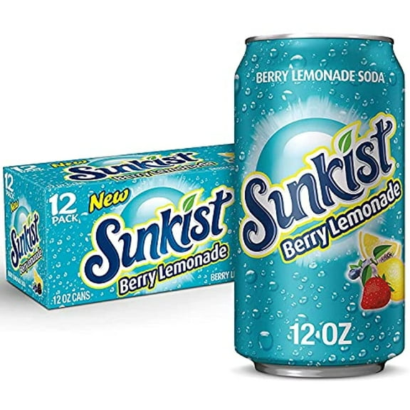 Sunkist Berry Lemonade Soda, 12 Fl Oz Cans, 24 Count