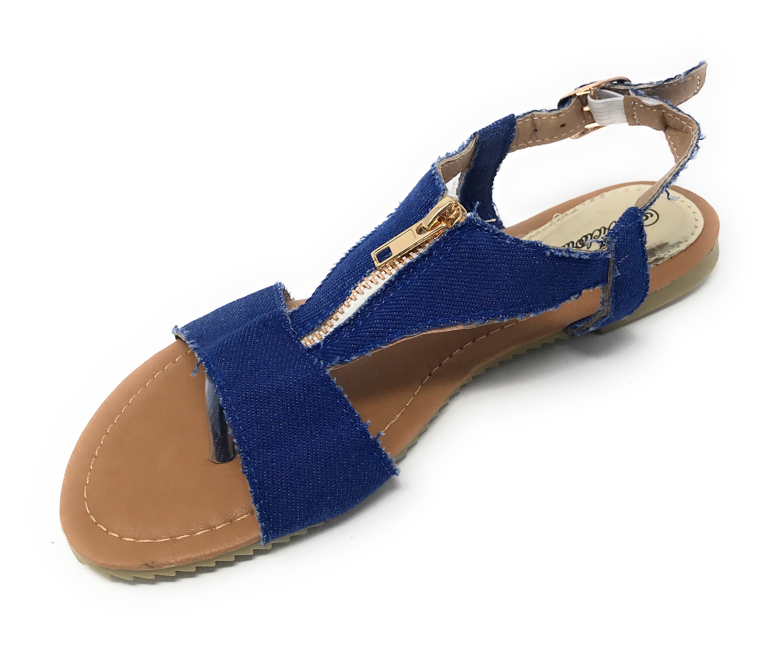 Victoria K Denim Zipper Front Sandals (Women)