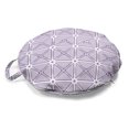 thumbnail image 1 of Polygons Round Floor Cushion with Handle, Abstract Striped Triangles Monochrome Design Tile Inspired Ornament Pattern, Pillow for Living Room & Dorms, 18" Round, Lavender White, by Ambesonne, 1 of 4