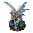thumbnail image 3 of Fantasy Pink and Blue Girl Princess Fairy Lying On Lavender Meadows Figurine, 3 of 9