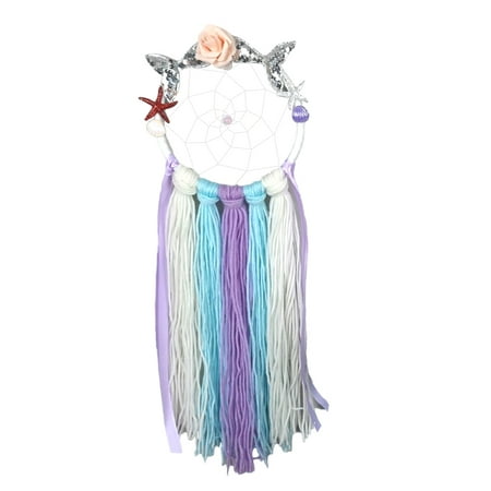 

Mermaid Dream Catcher Hanging Pendants Flower Decorated Dream Catcher Wall Ornament Birthday Gifts for Girls Home Childr