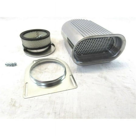 Bous Performance E40005P Aluminum Hilborn Style Full Finned Hood Air Scoop Kit with Single 4 BBL Carb, Polished