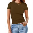 thumbnail image 2 of Drses Womens Summer Tops Short Sleeve Crew Neck Tops Casual Slim Fit Ribbed Knit Basic Tee Shirt, 2 of 6