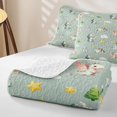 thumbnail image 4 of Feelyou Castle Star Cloud Dragon Bed Spread Queen for Boys Girls, Kawaii Cartoon Animal Queen Coverlet Set, Green, 3pcs, 4 of 7