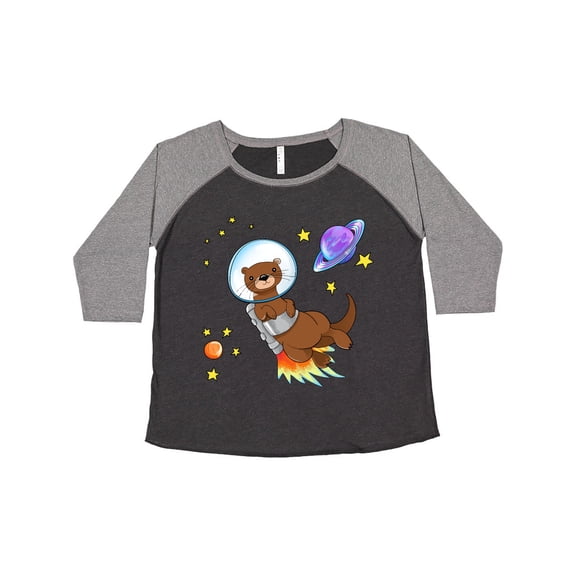 Inktastic Otter Space cute otter with rocket pack Women's Plus Size T-Shirt