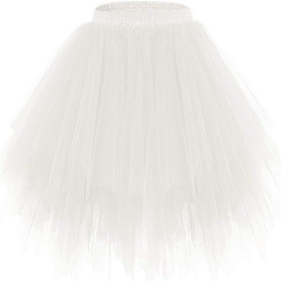 Hinvhai Girl's Tutu Skirt Vintage Ballet Bubble Dance Skirts for Party White 3-9Years