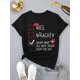 thumbnail image 2 of 1pc Women'S Casual Round Neck T-Shirt with "Nice Naughty" Print - Polyester Knit Short Sleeve Tee for All Seasons, 2 of 7