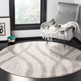 thumbnail image 1 of SAFAVIEH Adirondack Collection ADR125C Modern Wave Distressed Non-Shedding Living Room Bedroom Area Rug, 8' x 8' Round, Cream / Grey, 1 of 1