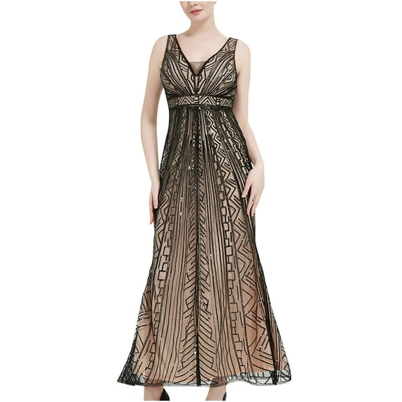 IROINNID V-Neck A-Line Dress For Women Fashion Gorgeous Solid Cold Shoulder Sleeveless Regular Dress Comfort Waist Dress