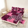 thumbnail image 2 of Manfei Leopard Patchwork Queen Sheets, Cheetah Print Queen Sheet Sets, Pink Black, Pink Reversible 4 Pieces1 Flat Sheet + 1 Fitted Sheet + 2 Pillowcases, 2 of 6