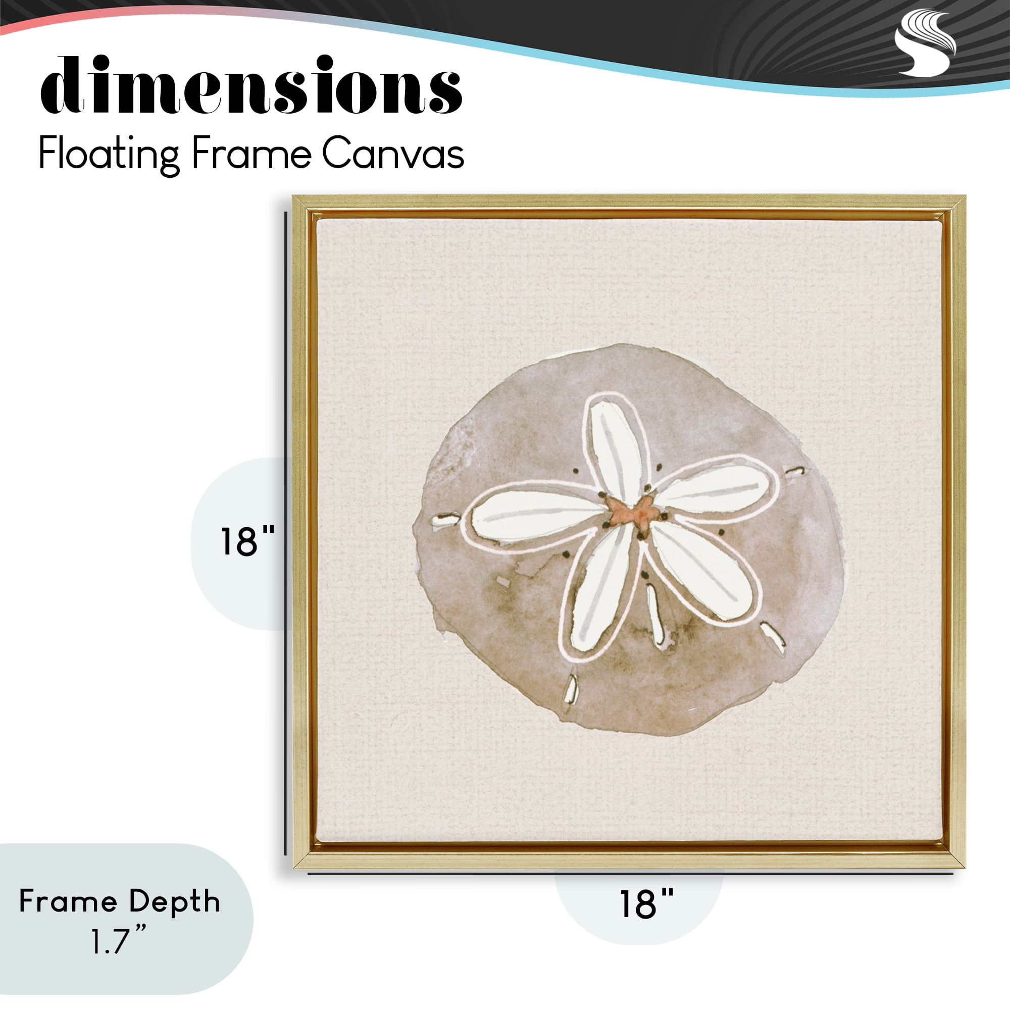 Stupell Industries Serene Beige Sand Dollar Gold Framed Floater Canvas Wall Art, design by Lanie Loreth