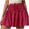 thumbnail image 2 of Casual Shorts for Women Summer Smocked High Waisted Lightweight Wide Leg Flowy Beach Shorts Cover Up, 2 of 8