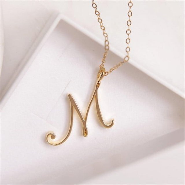 Petit Collier Alphabet Cursif 26 Lettres A-Z Logo Tag Symbole Pendentif Chaîne Clavicule