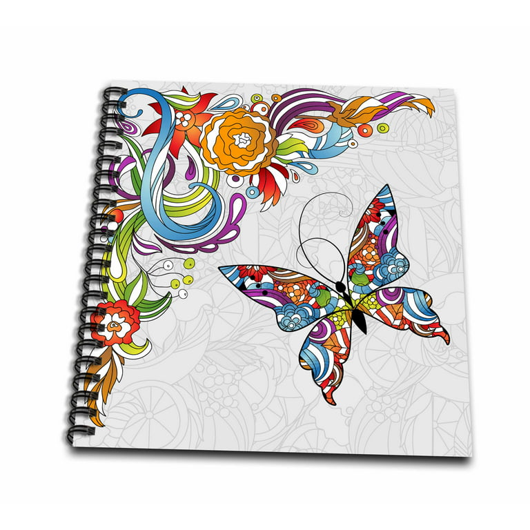 Adult coloring book with butterfly in flowers Vector Image