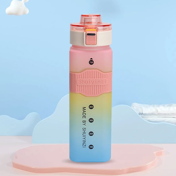 Taza de agua con pajita sin BPA de taza de té práctica de dibujos animados de 700 ml con cuerda para niños y niñas