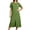Army Green, variant on Levmjia Women's Summer Dress Short Sleeve Crew Neck Side Pocket Casual A Line Midi Dress with Side Slit Loose Fit Solid Color Day Dresses