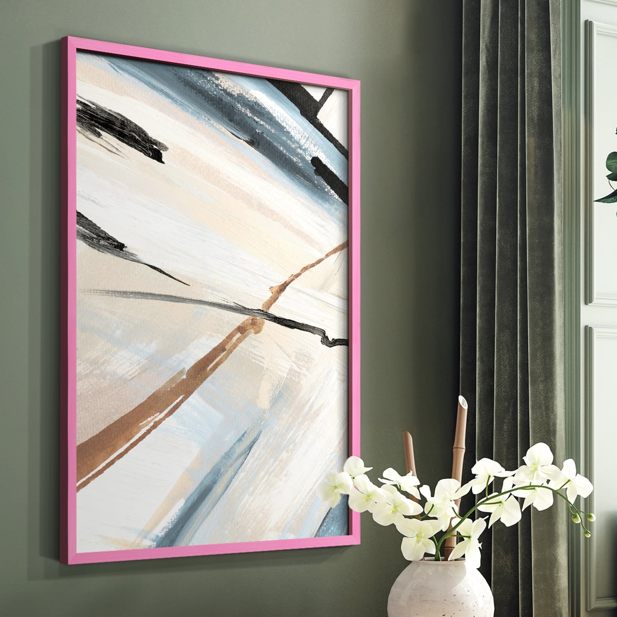 Dancing Wind Revisit II Framed Print in Pink Solid Wood Framed Print No Nail Hanging