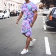 thumbnail image 2 of MKLEKYY Conjunto Deportivo Informal Corto Para Mujer Y Hombre, Ideal Para Vacaciones Y Fitness, Con Mangas Cortas Y Pantalones Cortos, Ideal Para Actividades De Primavera, Verano Y Otoño., 2 of 5