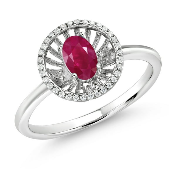 Gem Stone King 925 Sterling Silver Red Ruby Ring for Women (1.08 Cttw, Oval 6X4MM, Gemstone July Birthstone, Size 6)