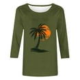thumbnail image 4 of qolati Womens Tops 3/4 Sleeve Crewneck Cute Shirts Casual Palm Tree Print Trendy Blouses 2024 Summer Hawaiian Pullover Blouse, 4 of 4
