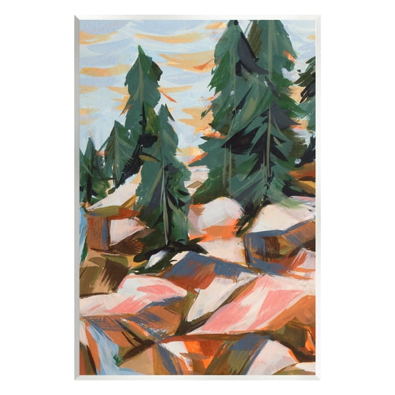 Stupell Abstract Geometric Landscape Waterfall Landscape Painting Wall Plaque Unframed Art Print Wall Art