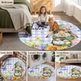 thumbnail image 6 of Easter Rabbits Round Area Rugs Collection 4', Watercolor Eggs Flowers Butterflies Purple Plaid Non Slip Indoor Circular Throw Runner Rug Floor Mat Carpet for Living Room Dining Table Bedroom Nursery, 6 of 9