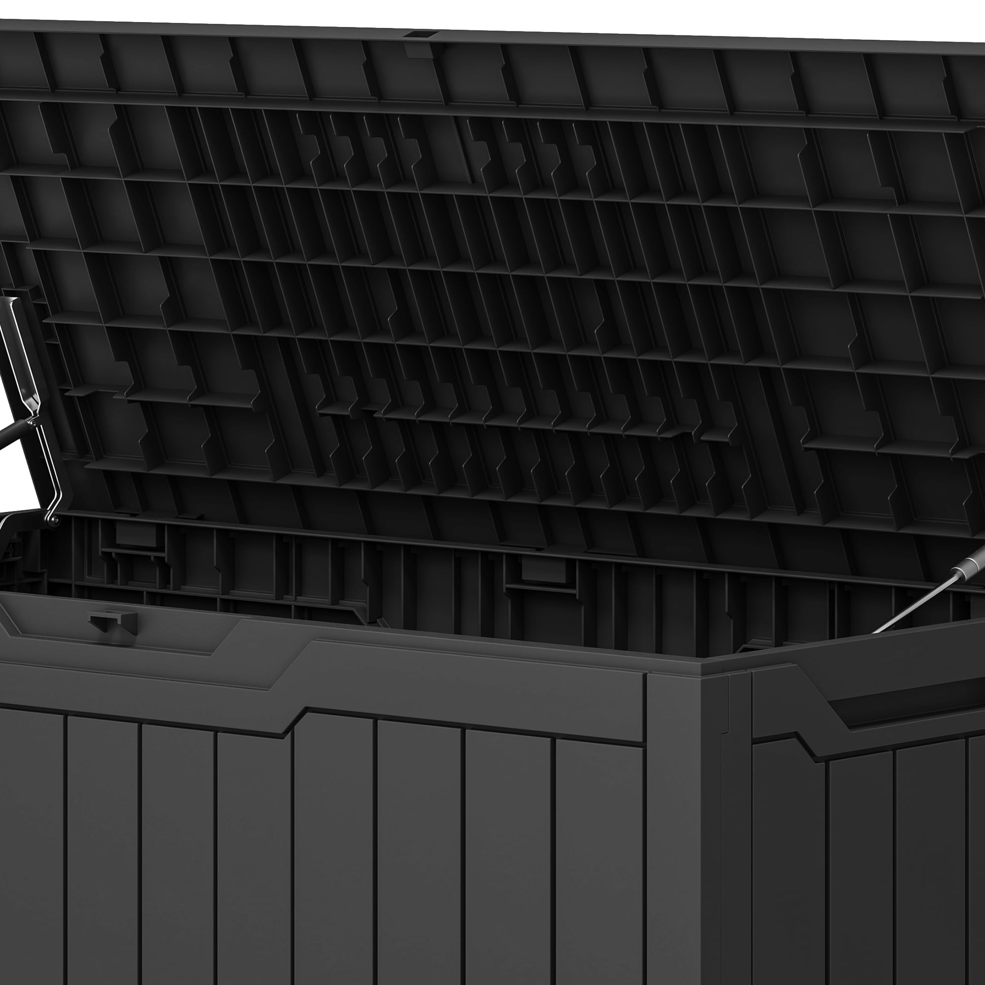 Uforic 100 Gallon Resin Outdoor Storage Box, Lockable Waterproof Deck Box for Patio Garden Cushion Tools, Black