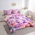 thumbnail image 4 of Homewish Dreamy Cartoon Unicorn Twin Bedding Sets 7-Piece for Teen, Cute Stars Rainbow Bedding Comforter Set, Fairy Tale Theme Reversible Sheet Sets, Luxury Bedroom Decor, 4 of 8