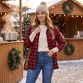 thumbnail image 6 of Textilo Button Down Plaid Shirts for Women Long Sleeve Lapel Collar Top with Pockets Blouse Lightweight 2026 Fashion Fall Business Casual Outfits,Wine M, 6 of 7