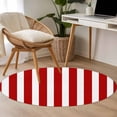 thumbnail image 5 of Red Striped Round Area Rug 3 FT, Small Kitchen Bathroom Mat, Christmas Farmhouse Red White Stripes Washable Indoor Outdoor Throw Runner Carpet Non-Shedding Doormat for Table Shower Sofa Entryway, 5 of 9