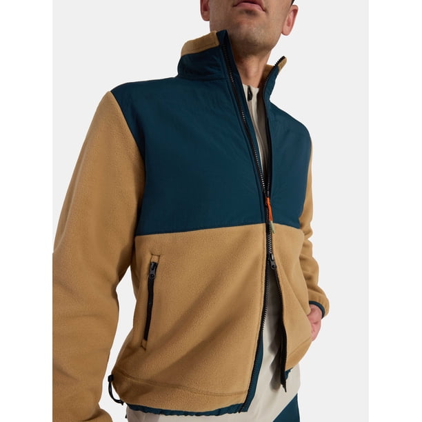 Ozark Trail Men's and Big Men's Mix Media Fleece Jacket, Sizes S