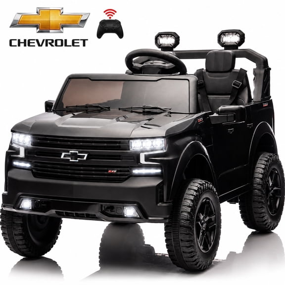 24V Ride on Car, Licensed Chevrolet 2 Seat Powered Ride on Car with Remote Control, 4 Wheels Spring Suspension, Bluetooth, LED Lights, 24V Ride on Toys for Big Kids, Black