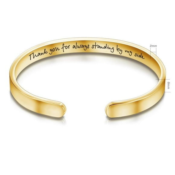 Mantra Quote Bracelet- Thank you For Always Standing By My Side - Friendship and Love Bracelets Yellow Gold Color