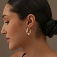 thumbnail image 3 of LeCalla 925 Sterling Silver Light Weight 14K Gold Plated Click Top Pearl Double Hoop Earrings Jewelry for Friends Women and Teen 29MM, 3 of 5