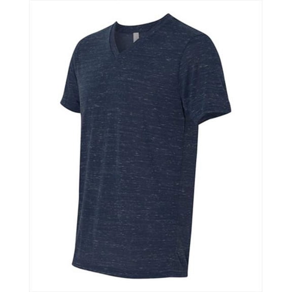 Bella-Canvas C3005 Unisex Jersey Short Sleeve V-Neck Tee - Navy Marble, Extra Small