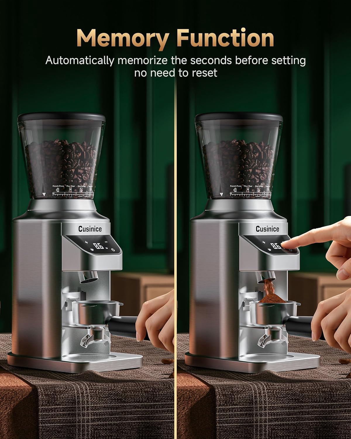 Conical Burr Coffee Grinder with 40mm Stainless Steel, 34 Settings & Anti-Static for Home Espresso