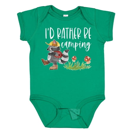 

Inktastic I d Rather Be Camping- Raccoon with Backpack Gift Baby Boy or Baby Girl Bodysuit