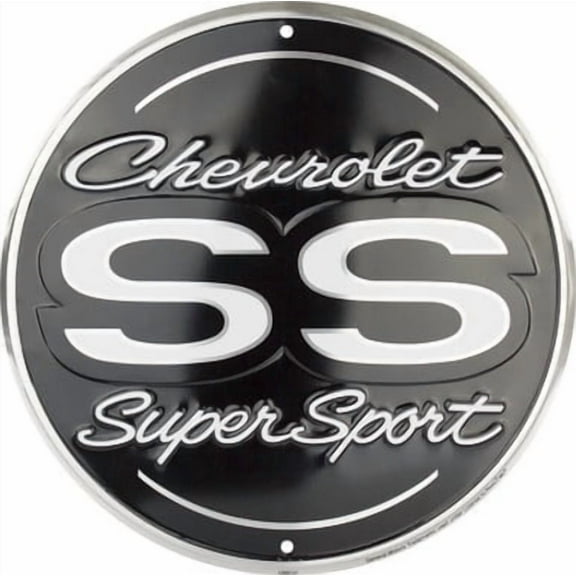 HangTime Chevrolet SS Super Sport Aluminum garage sign 24 inches in diameter